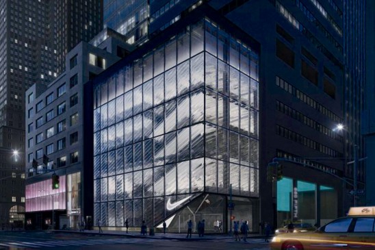 NIKE opens immersive flagship store in NYC with wavy glass façade
